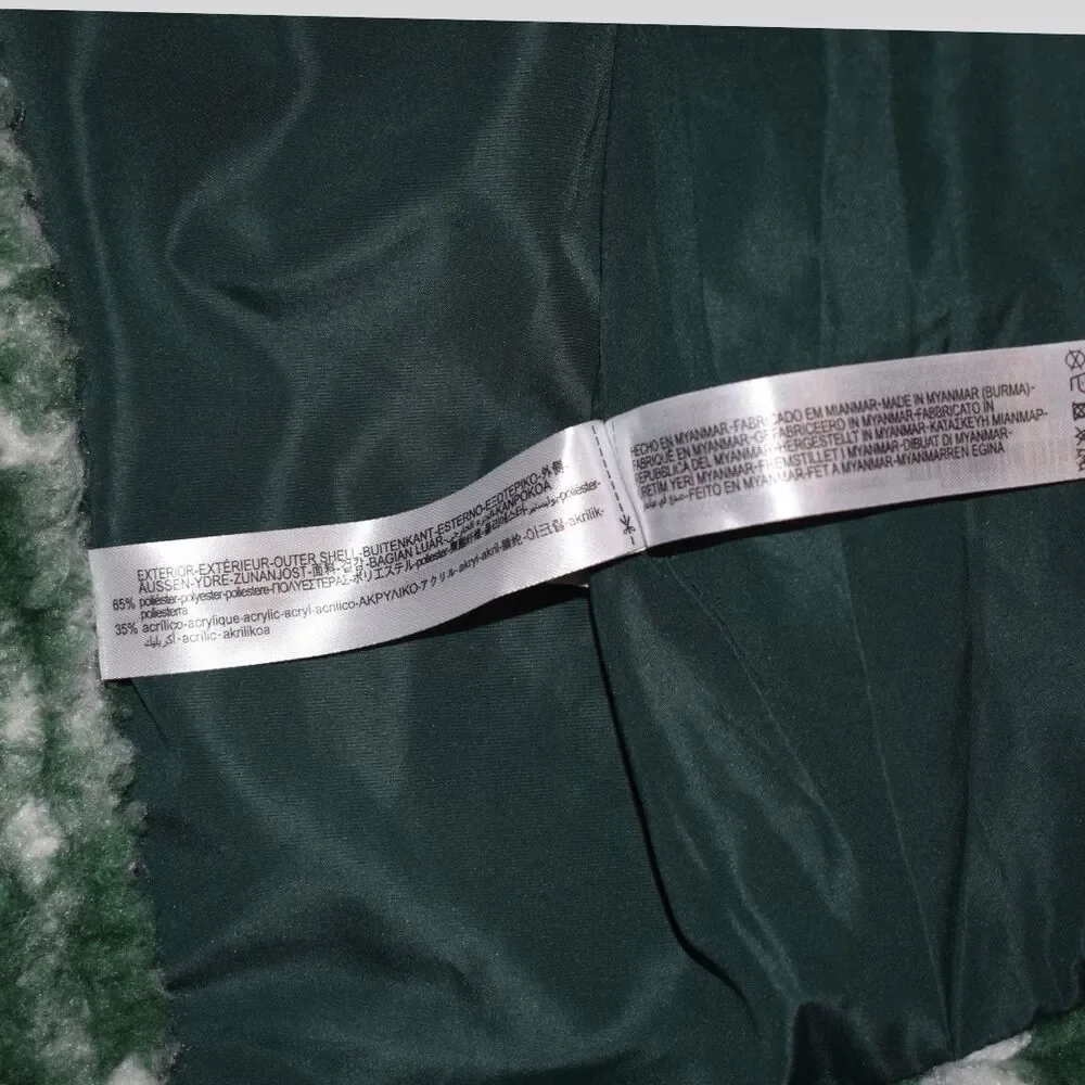 ZARA Women's Combination Plaid Fleece/ Teddy Oversized Jacket Green Size S